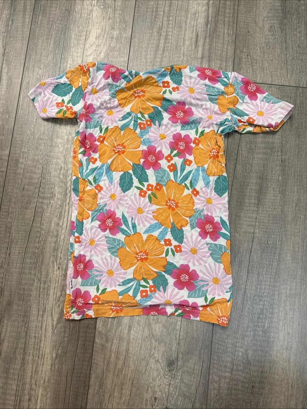 Little Sleepies Floral Short Sleeve Pajama Set - Pink, Orange & Teal